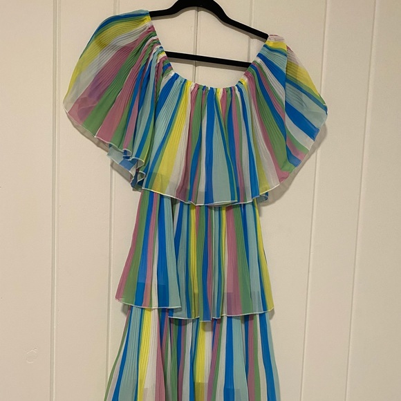 Rainbow off the shoulder midi dress - Picture 1 of 2